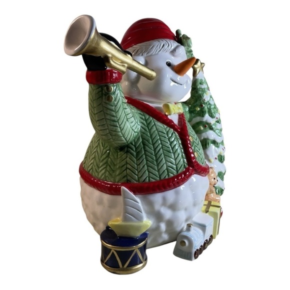 Fitz And Floyd Omnibus 1993 Snowman Pitcher Trumpet Christmas Tree Teddy Bear - Picture 3 of 10